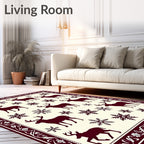 Reindeer Snowflake Winter Accent Pattern Rug