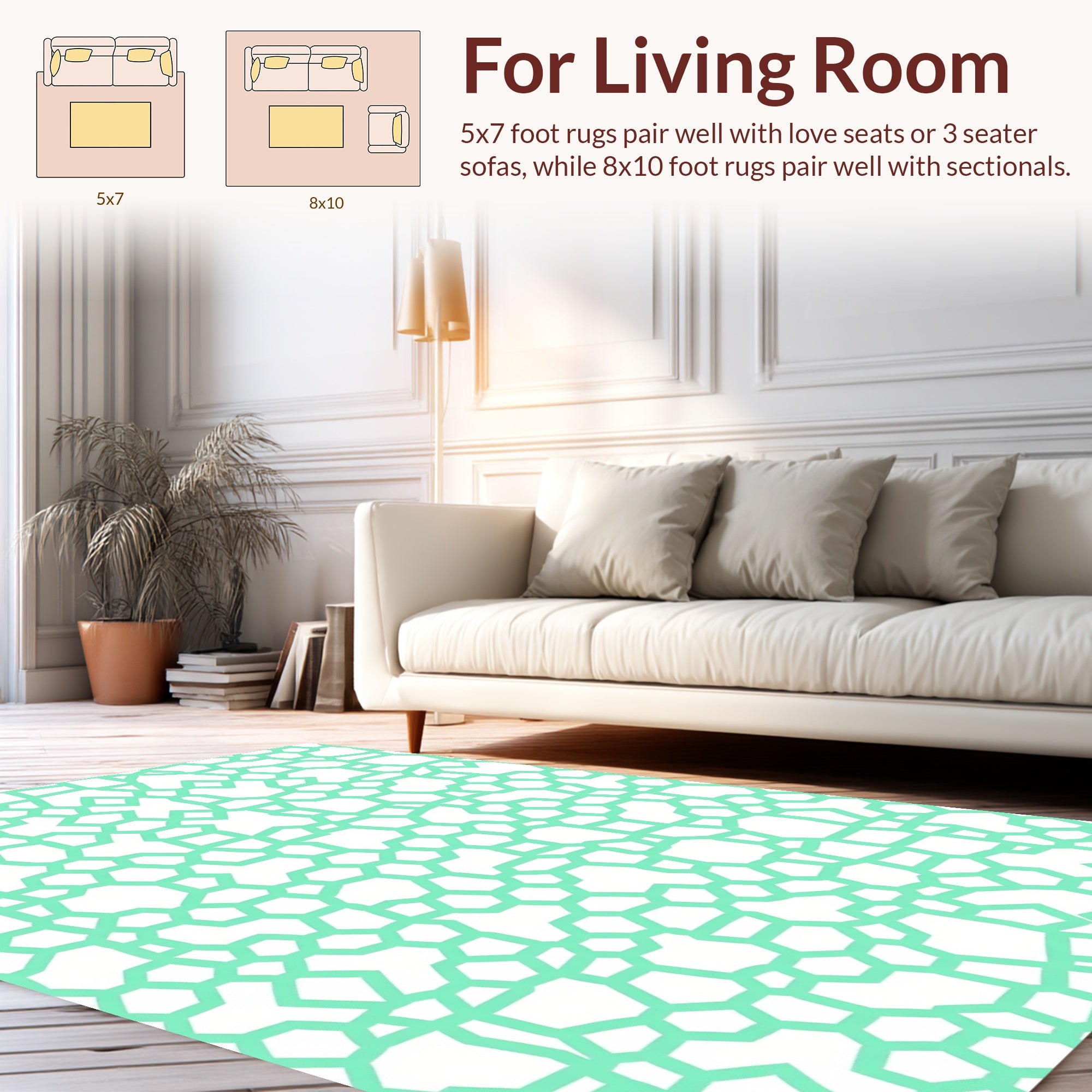 Geometric Mint Green Pattern Rug