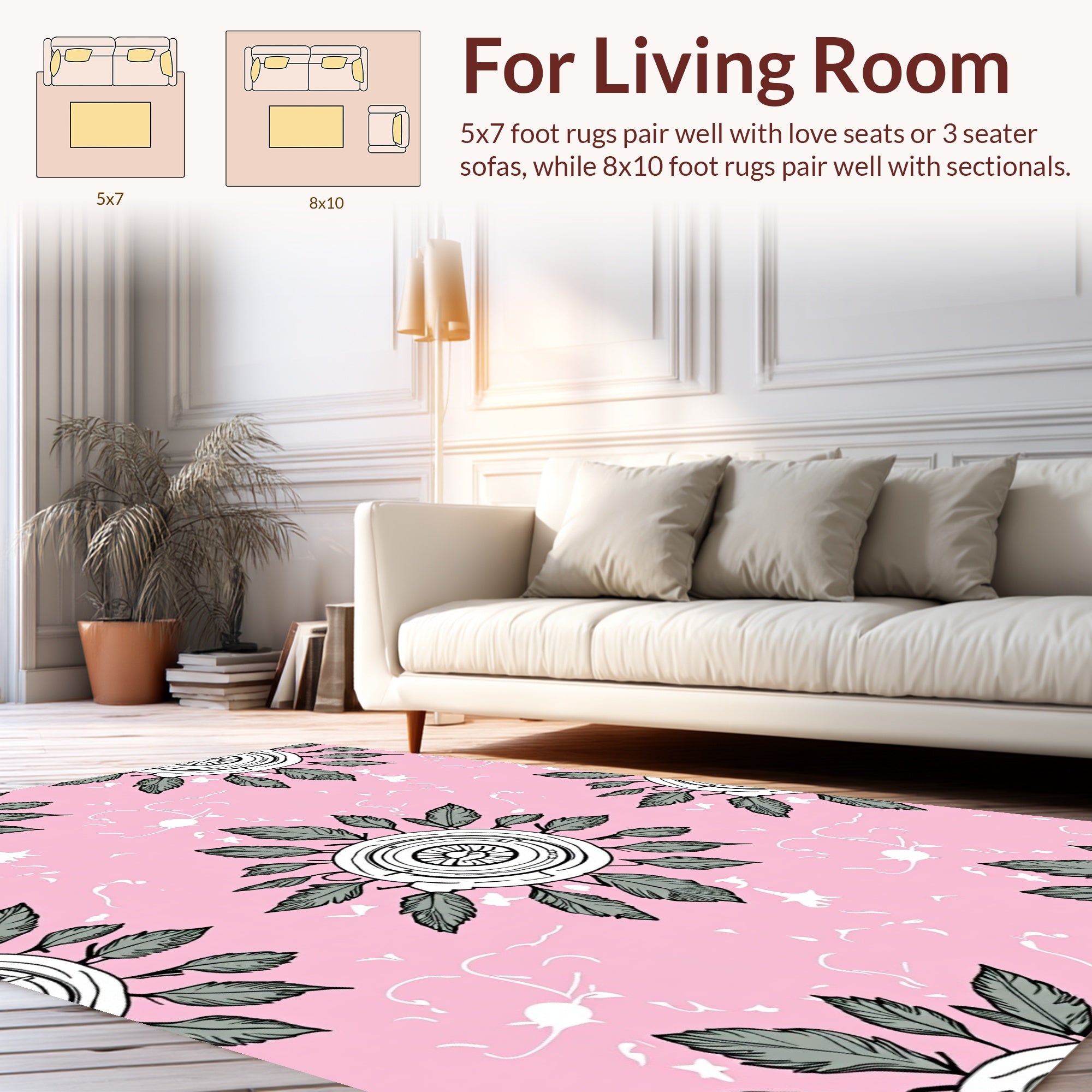 Circular Floral Pattern on Pink Rug