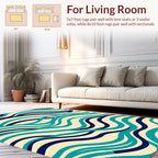 Blue Green Wave Pattern Rug