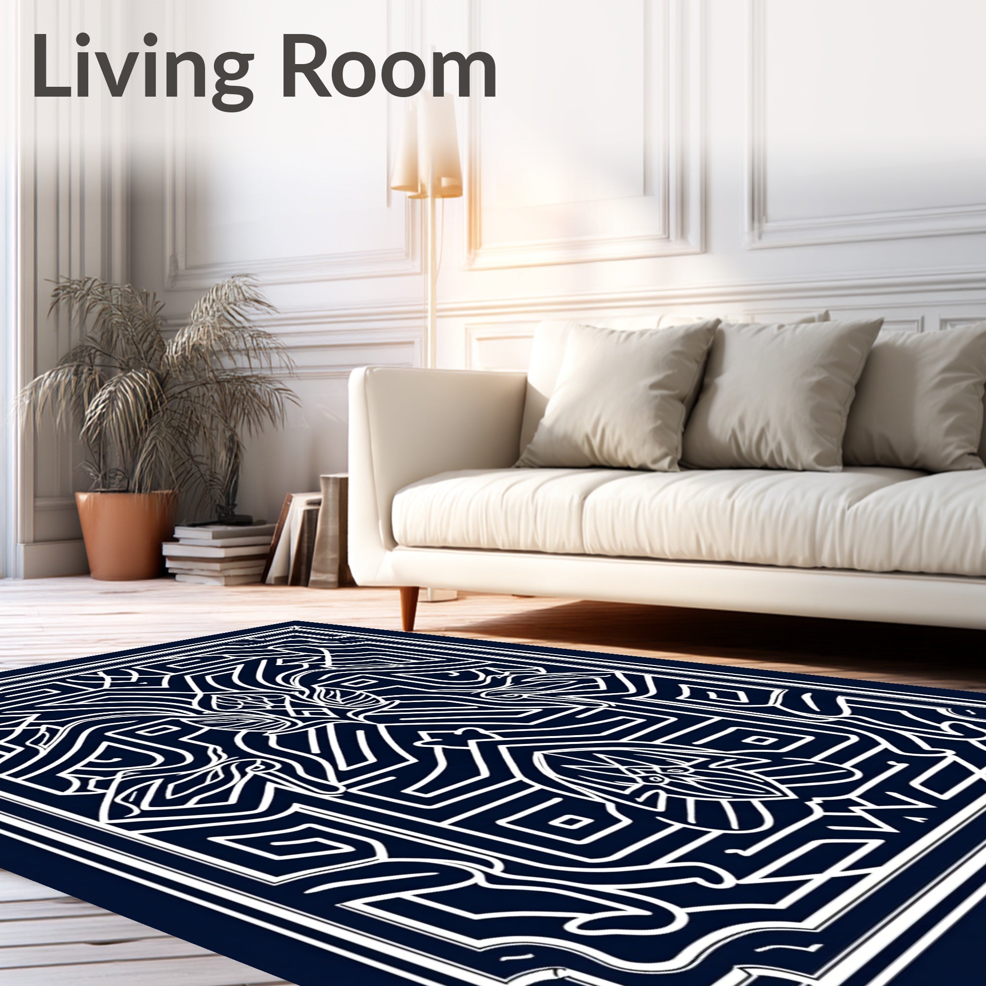 Abstract Geometric Line Art Design Rug