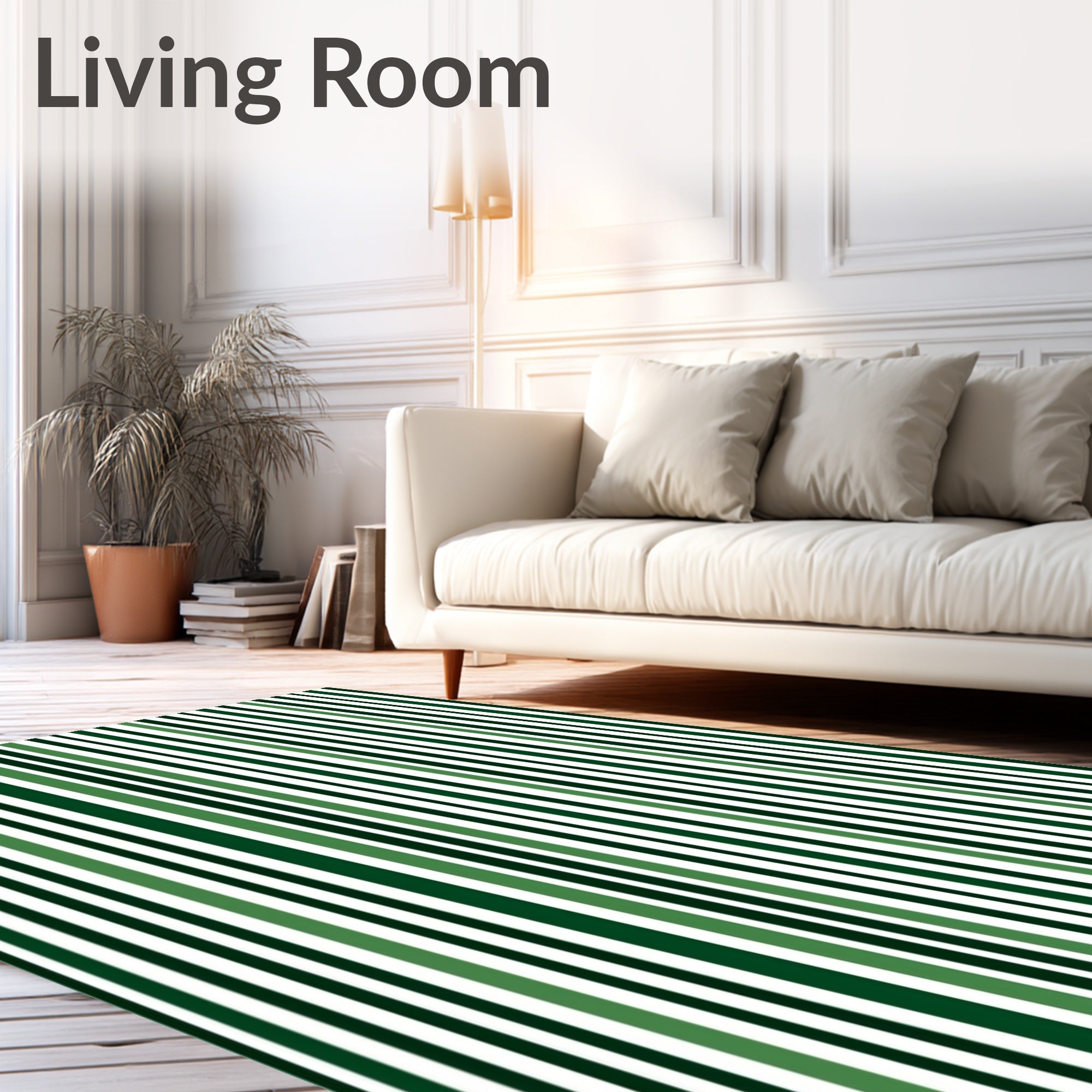 Striped Vertical Forest Green Pattern Rug