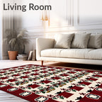 Crimson Floral Pot Patterned Rug