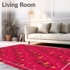 Red Festive Tree Snowflake Pattern Rug