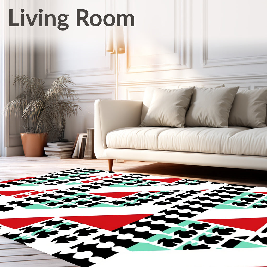 Geometric Shapes With Bold Color Accents Rug