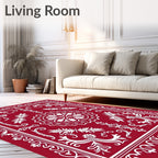 Classic Red Floral Ornate Border Design Rug