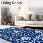 White Geometric Snowflake Pattern Rug