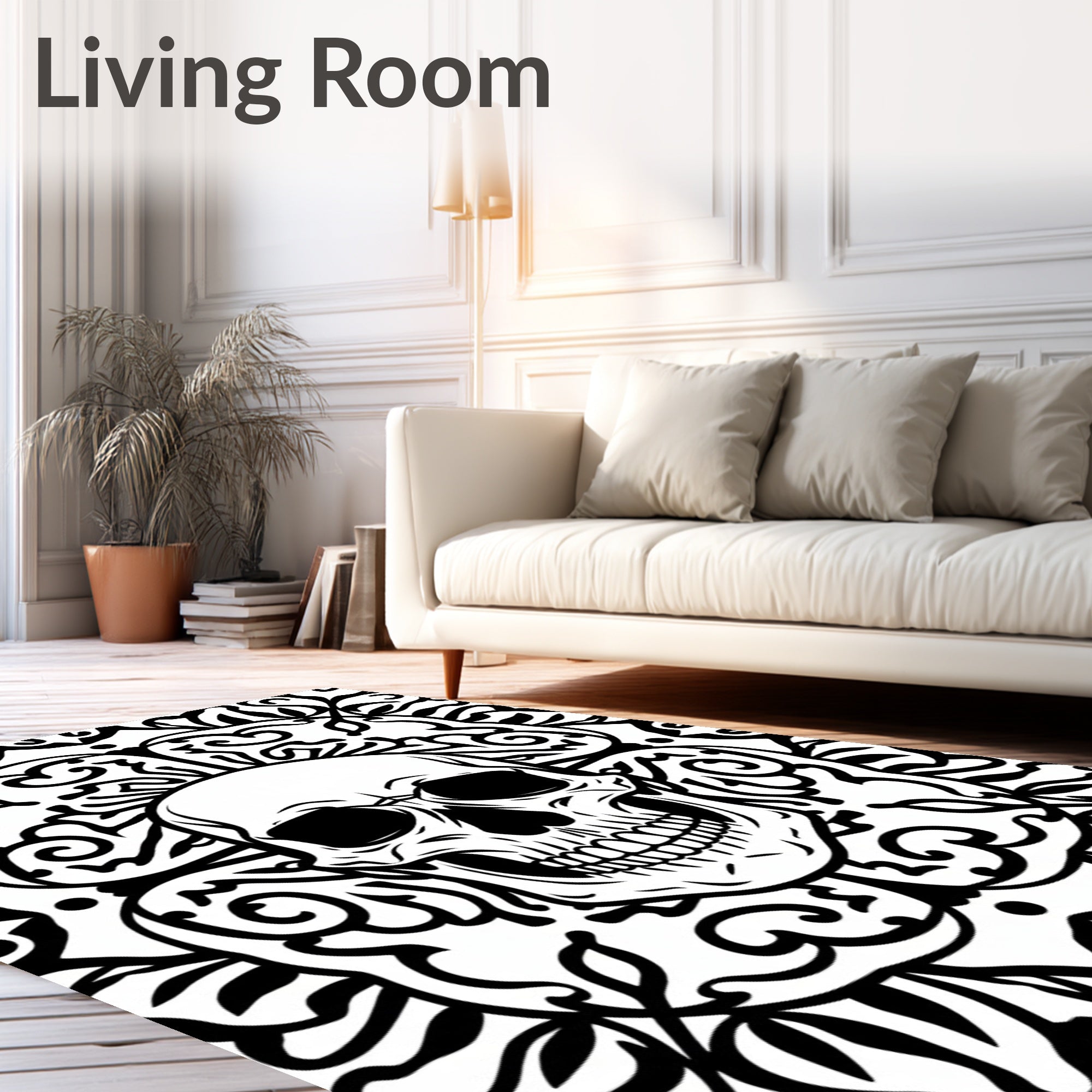 Bold Skull Paisley Mandala Design Rug