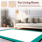 Bold Teal Bordered Square Design Rug