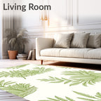 Green Botanical Fern Pattern Rug