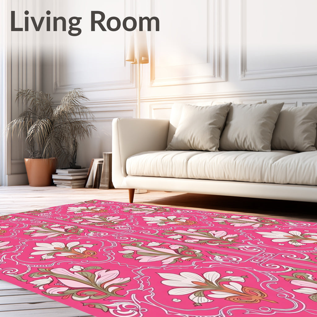 Fuchsia Floral Botanical Art Nouveau Rug