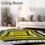 Bold Yellow 2 Tone Geometric Paisley Rug