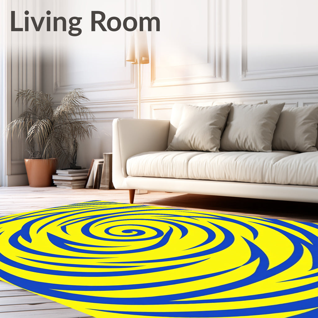 Vibrant Yellow Swirl Pattern Rug