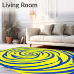 Vibrant Yellow Swirl Pattern Rug