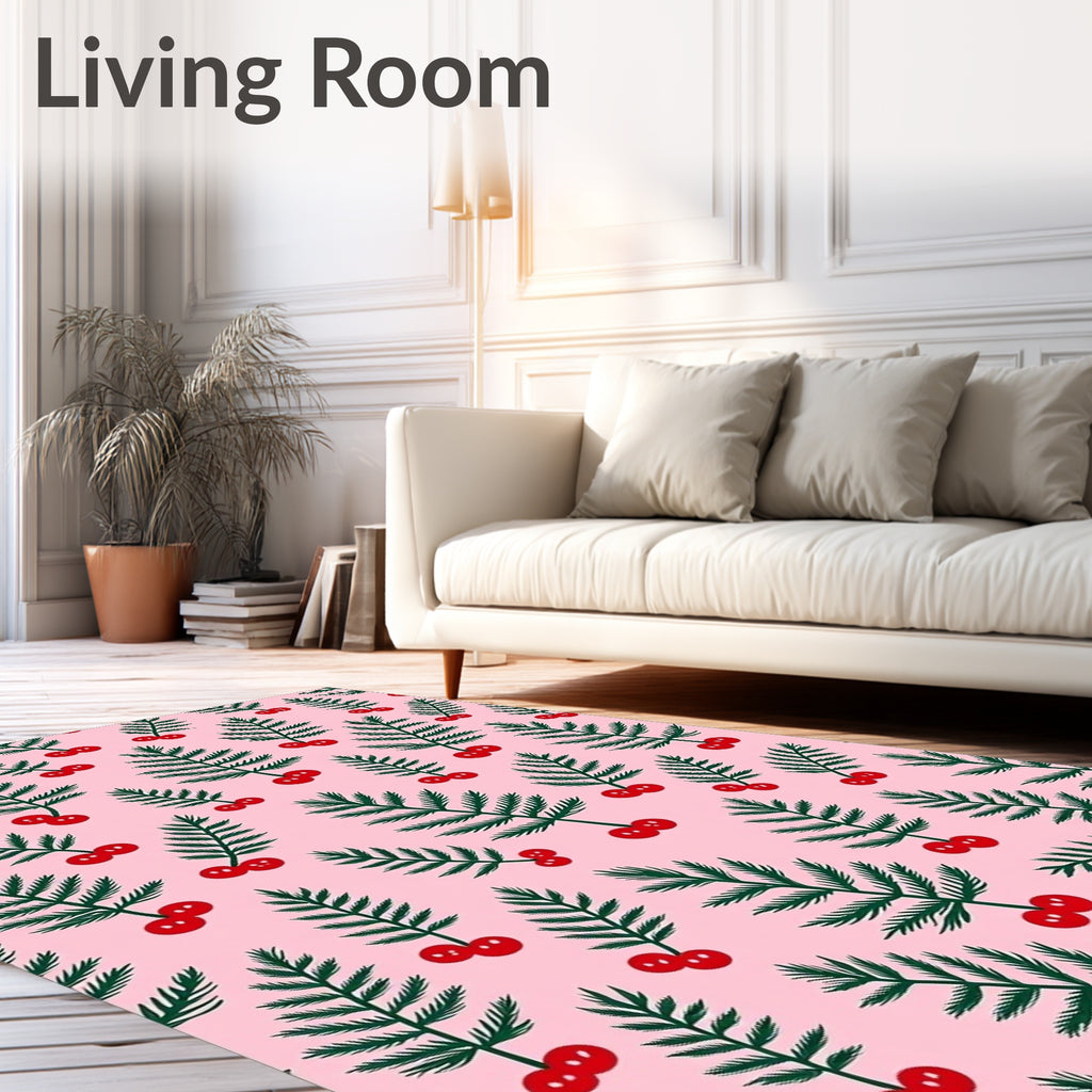Whimsical Berry Branch Pattern Rug