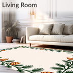 Green Pine Garland Golden Ornament Rug