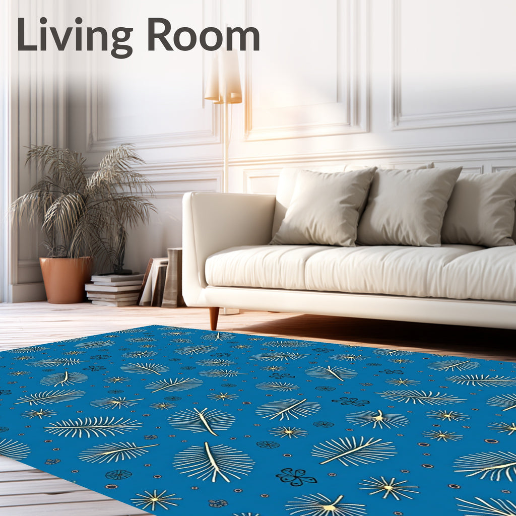 Light Yellow Leafy Nature Pattern Rug