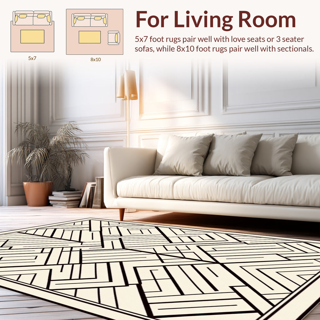 Modern Geometric Maze Pattern Rug
