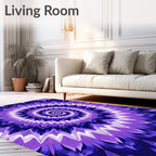 Vibrant Violet Psychedelic Floral Design Rug