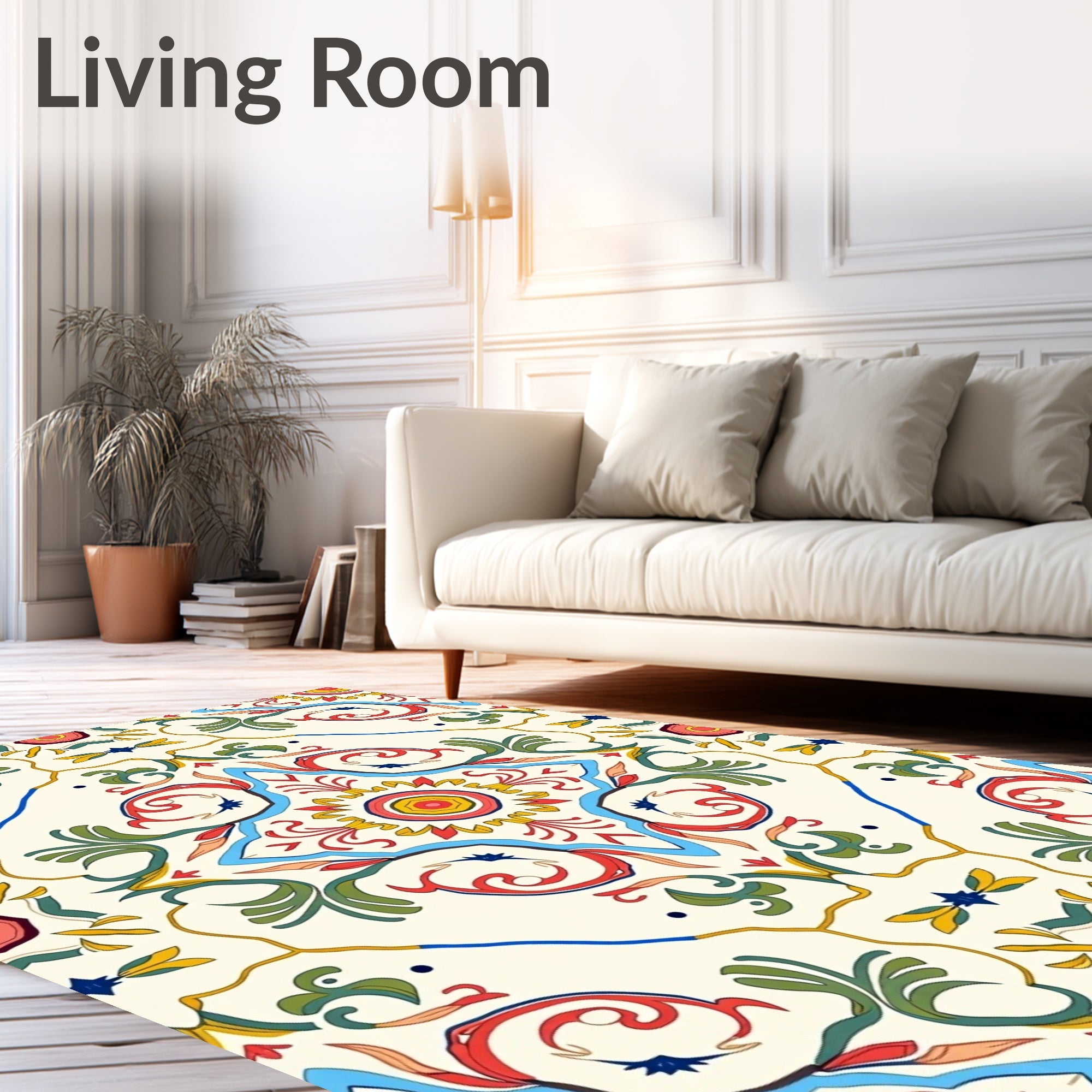 Colorful Floral Medallion Patterned Rug
