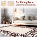 Ornate Baroque Scrollwork Border Design Rug
