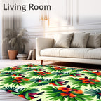 Exotic Tropical Floral Pattern Rug