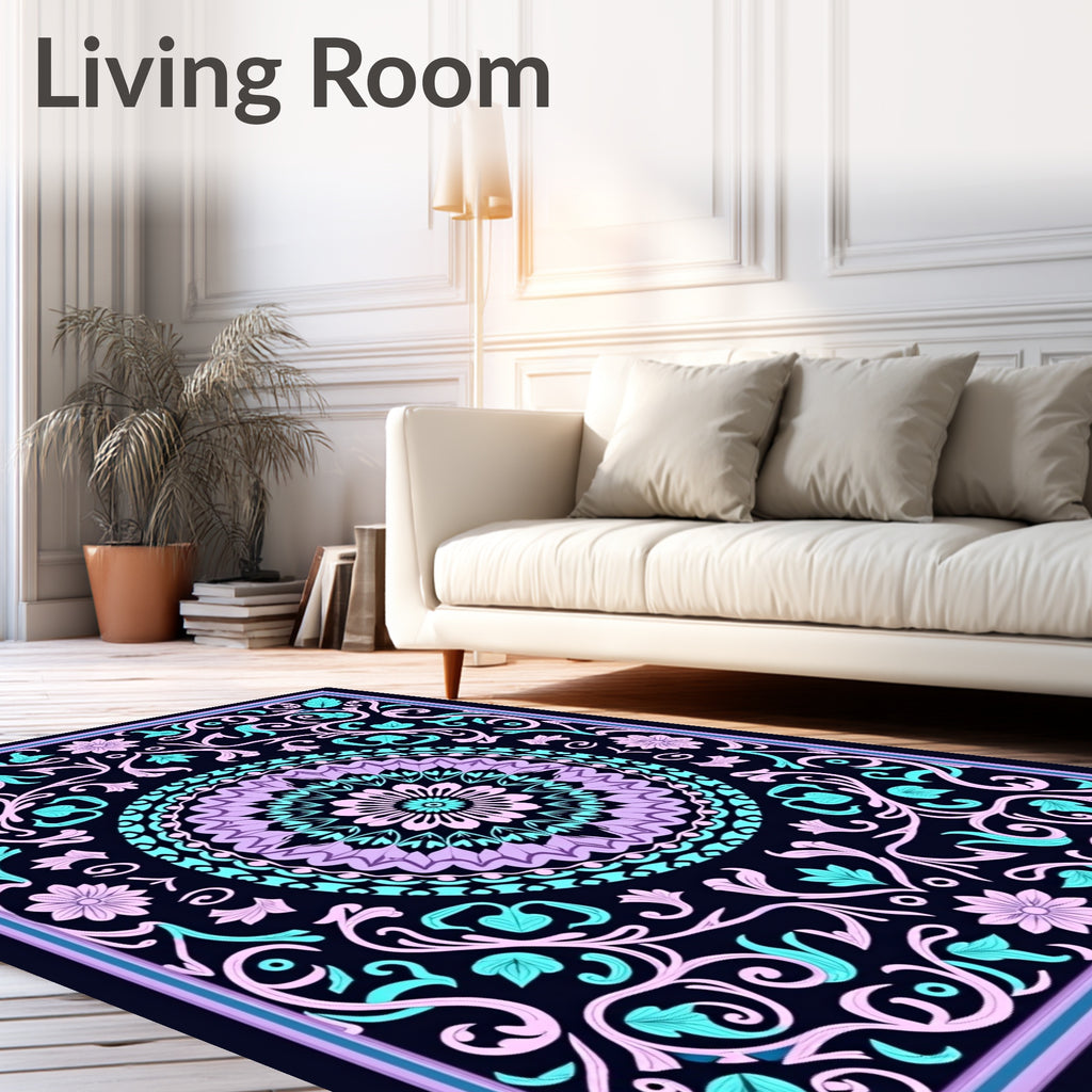 Floral Mandala Patterned Vintage Deco Rug