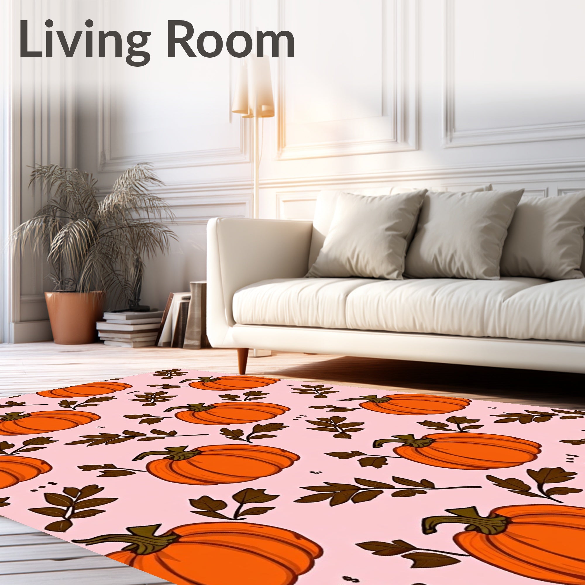 Orange Pumpkin Foliage Autumn Scene Rug