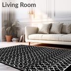Intricate White Geometric Pattern Rug