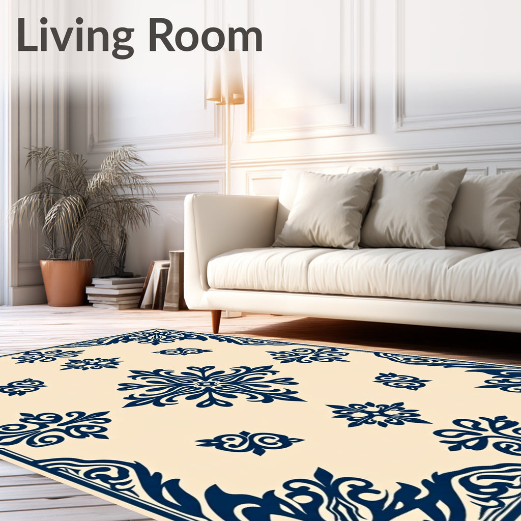 Ornate Scrollwork Floral Pattern Rug