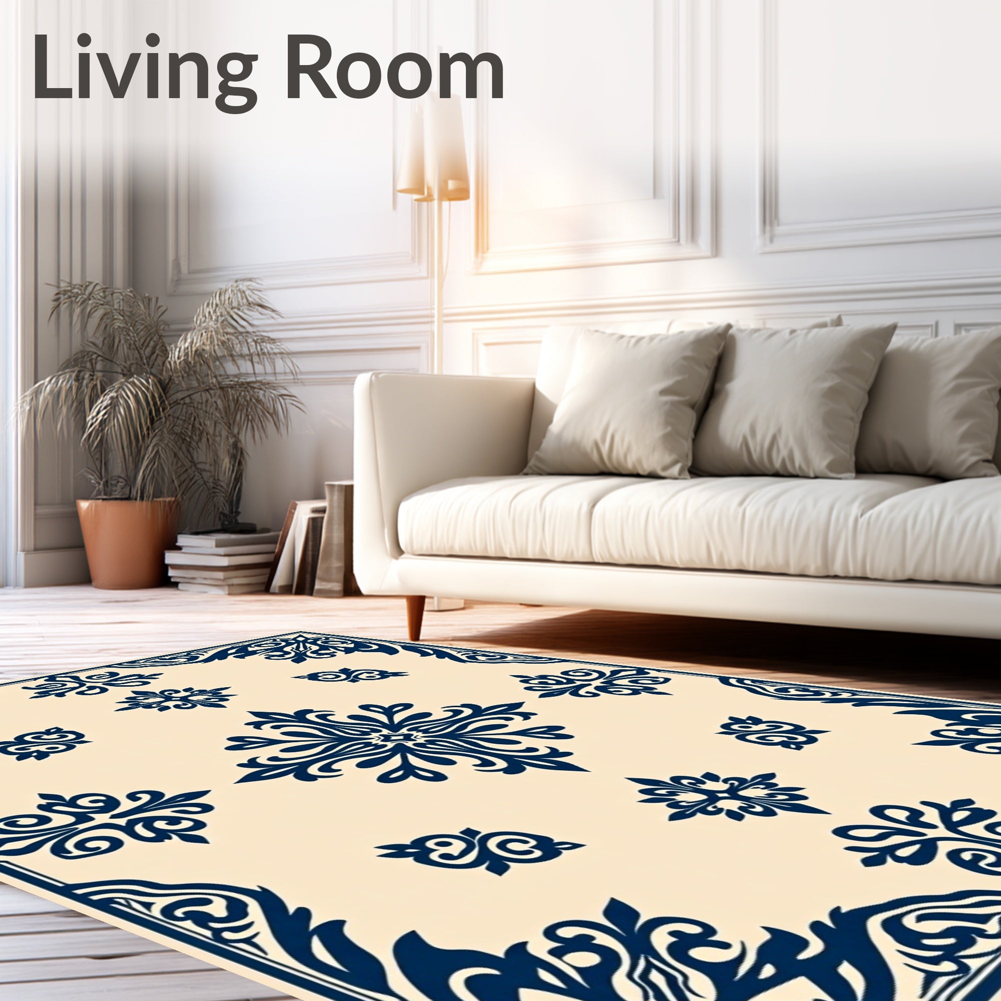 Ornate Scrollwork Floral Pattern Rug