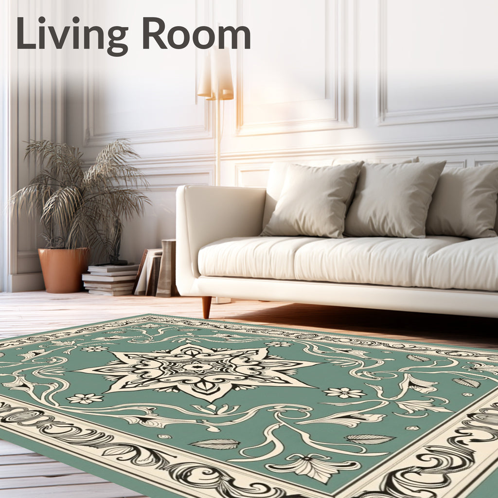 Ornate Floral Star Patterned Vintage Rug