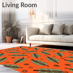 Tropical Leaf Pattern with Floral Accents Rug