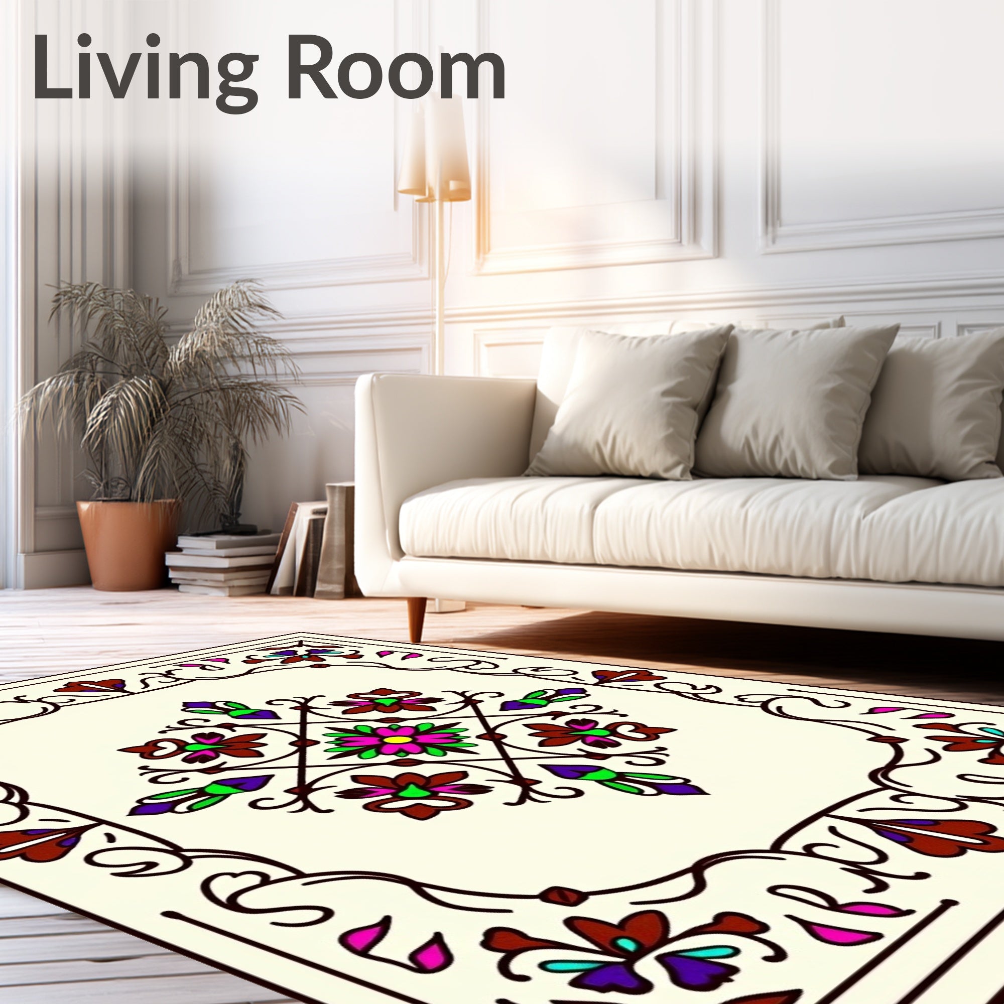 Ornate Floral Medallion Pattern Rug