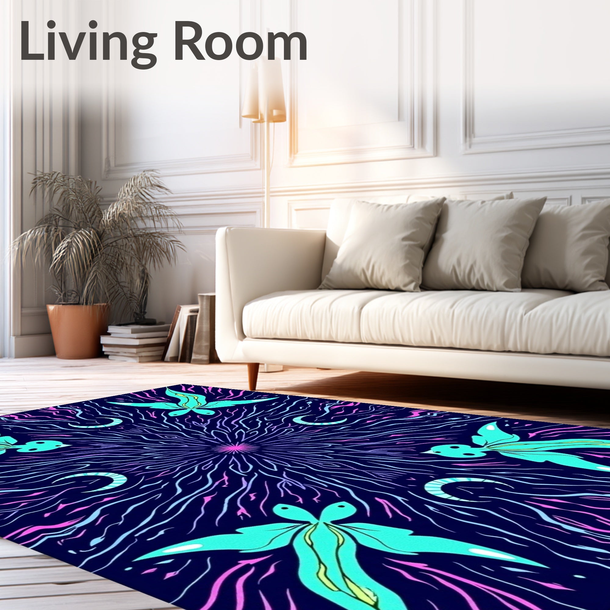 Cosmic Teal And Pink Celestial Pattern Rug