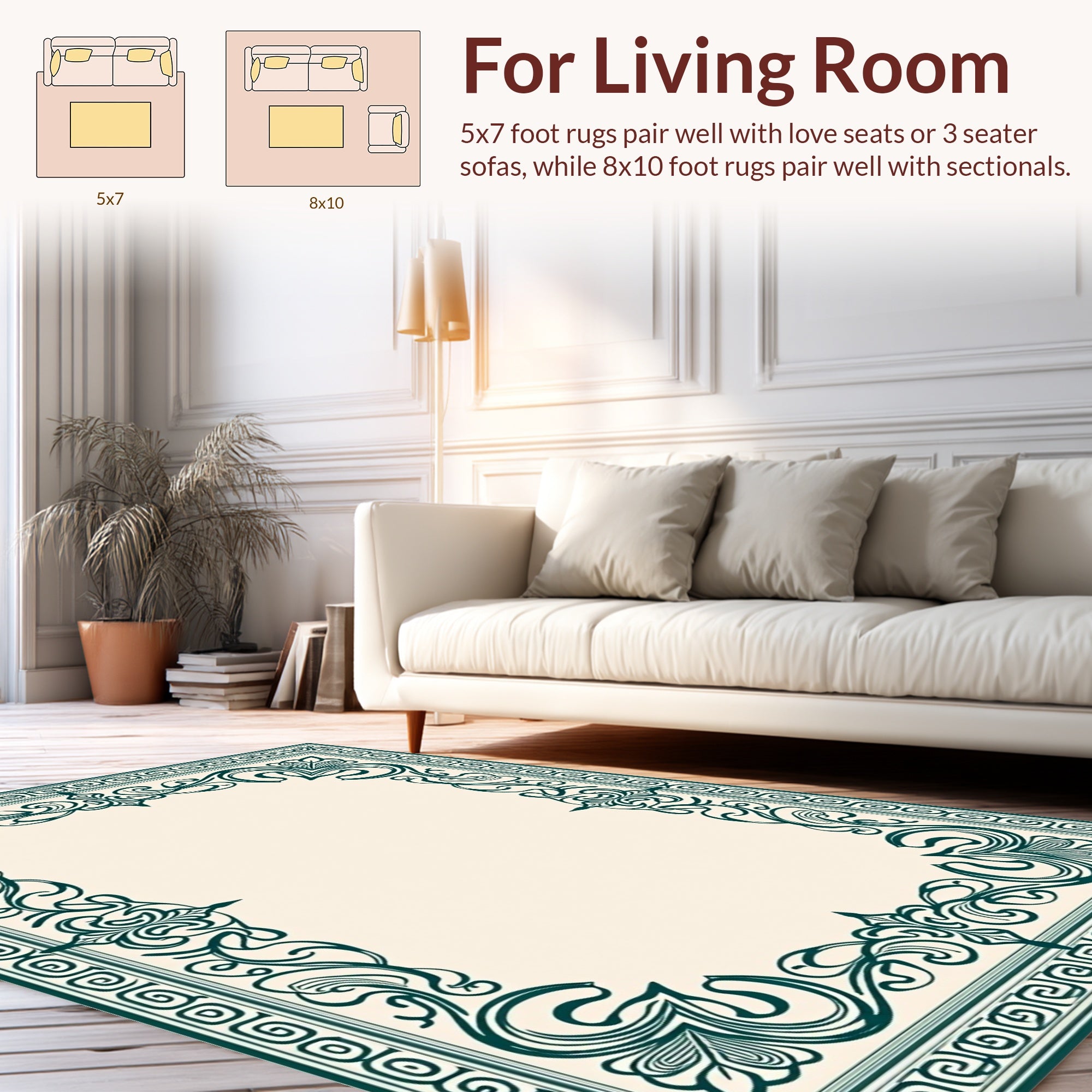 Elegant Flourish Border Design Rug