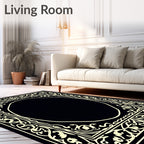 Ornate Floral Scroll Work Frame Design Rug