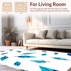 Abstract Blue Feather Pattern Rug