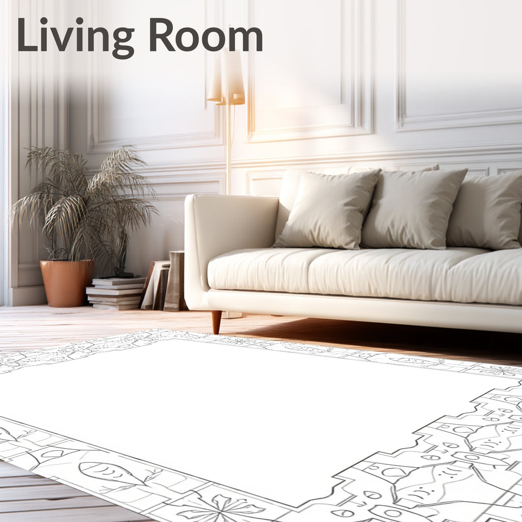 Ornate Geometric Mirror Frame Pattern Rug