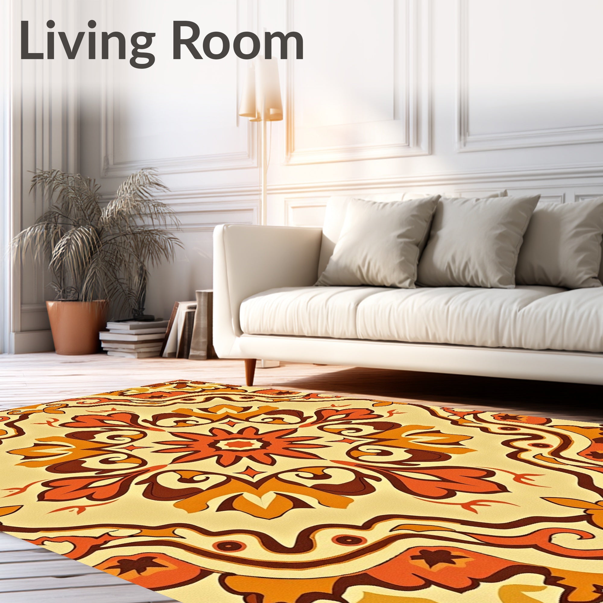 Warm Earthy Tones Floral Pattern Rug