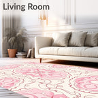 Pale Pink Floral Mandala Design Rug
