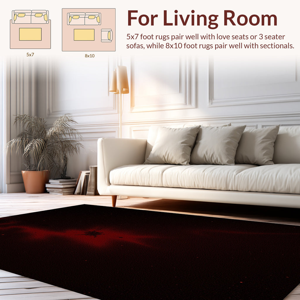 Deep Red Cosmic Splash Design Rug