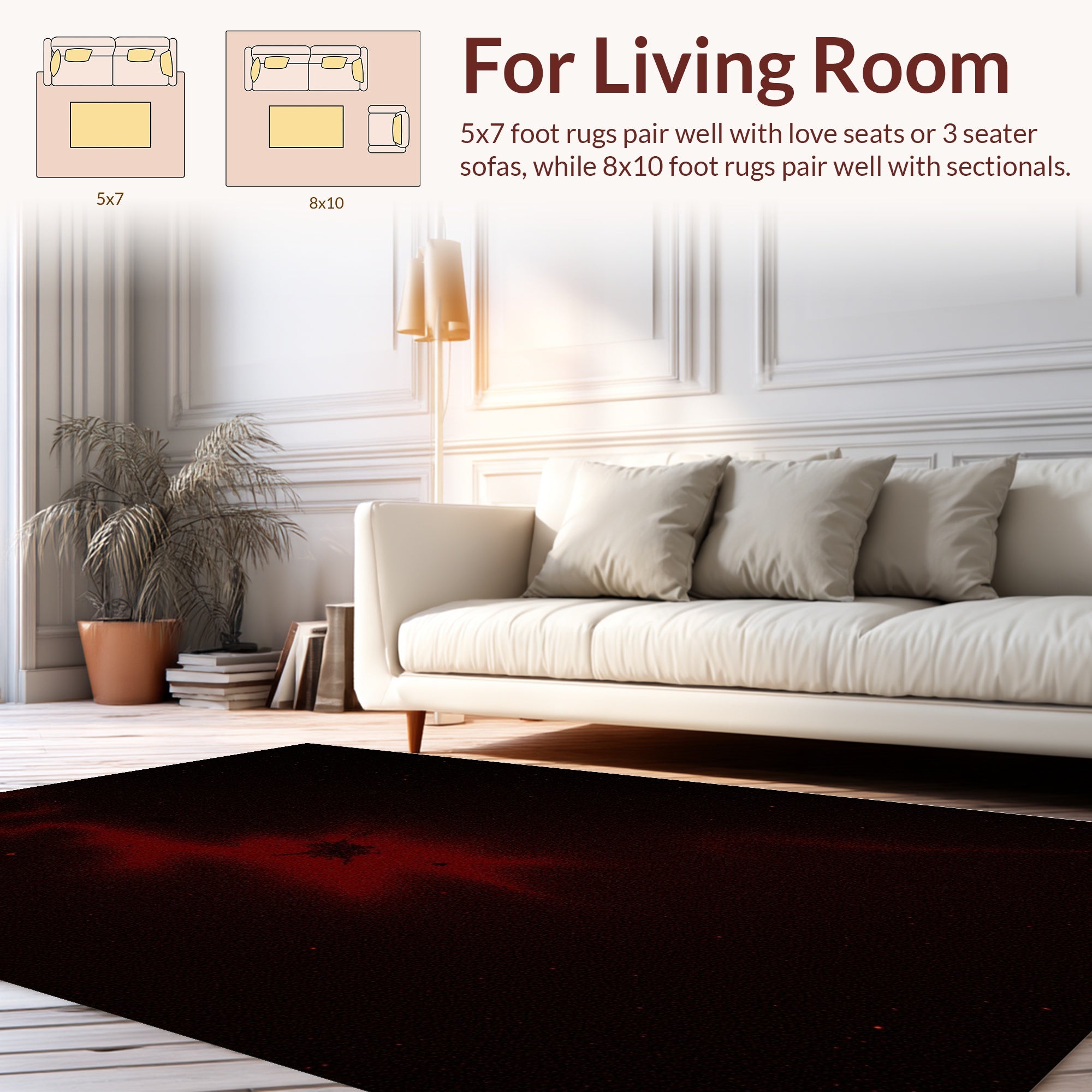 Deep Red Cosmic Splash Design Rug
