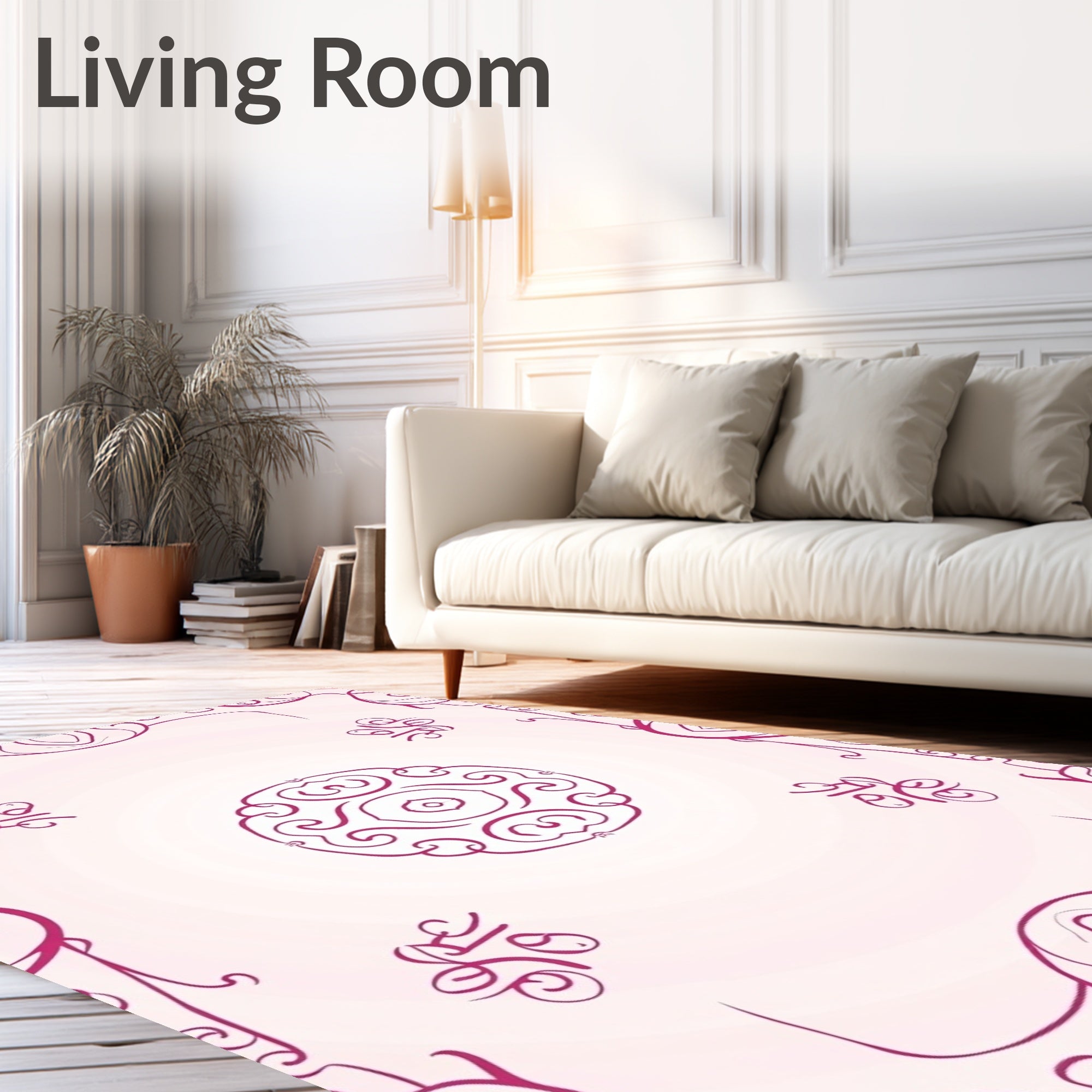Floral Mandala Design In Pink Rug