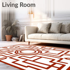 Intricate Labyrinth Square Maze Design Rug