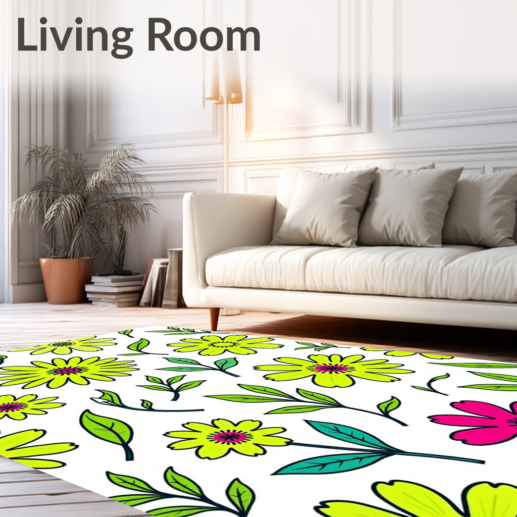 Bright Floral Pattern Rug