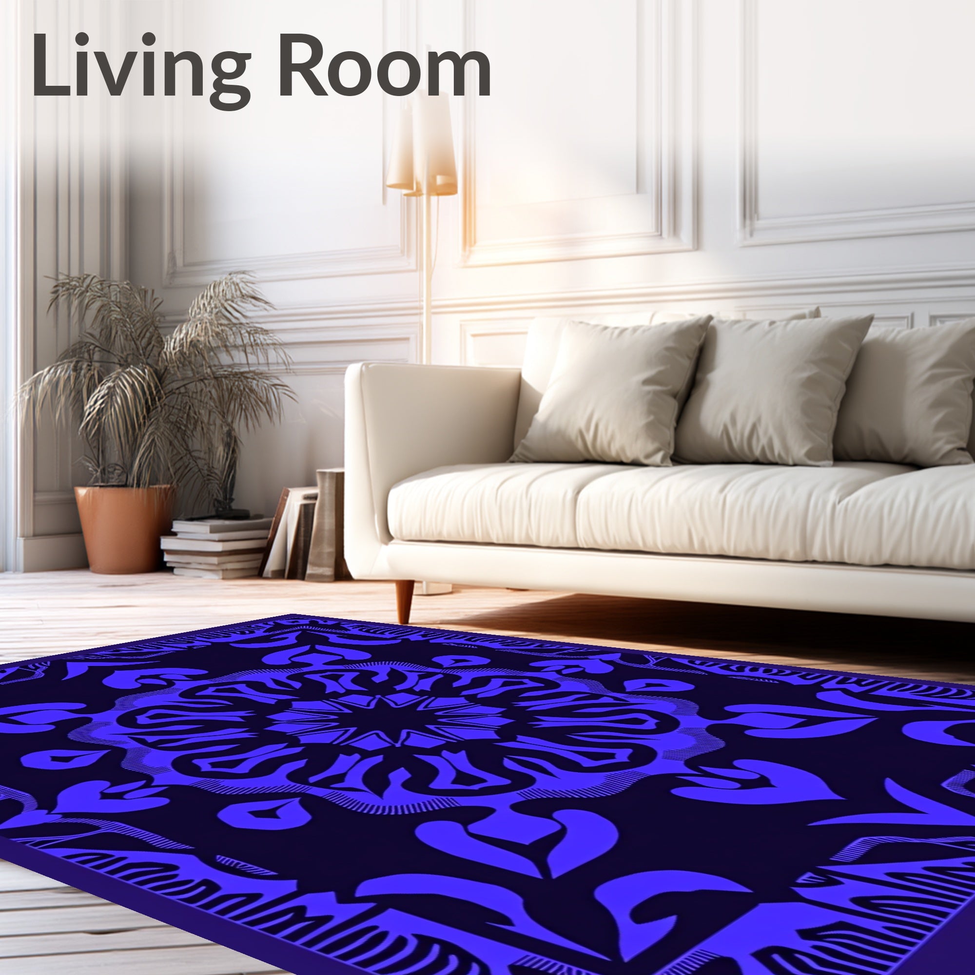 Bold Blue Mandala Pattern Rug