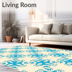 Classic Blue Cream Repeating Pattern Rug