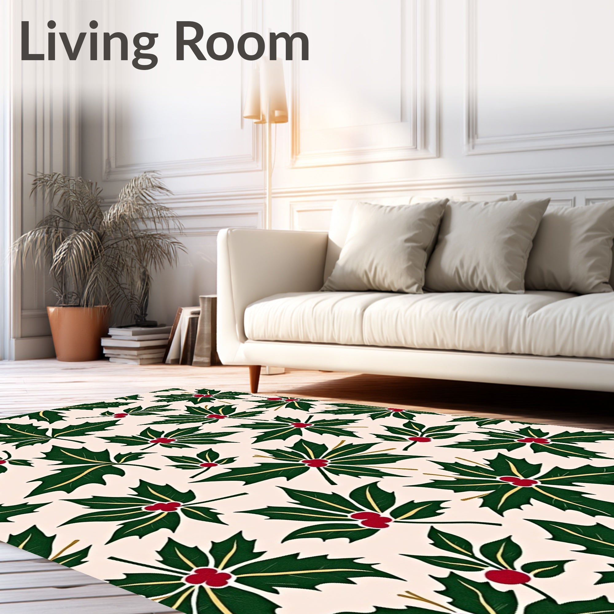 Evergreen Holly Berry Pattern Rug