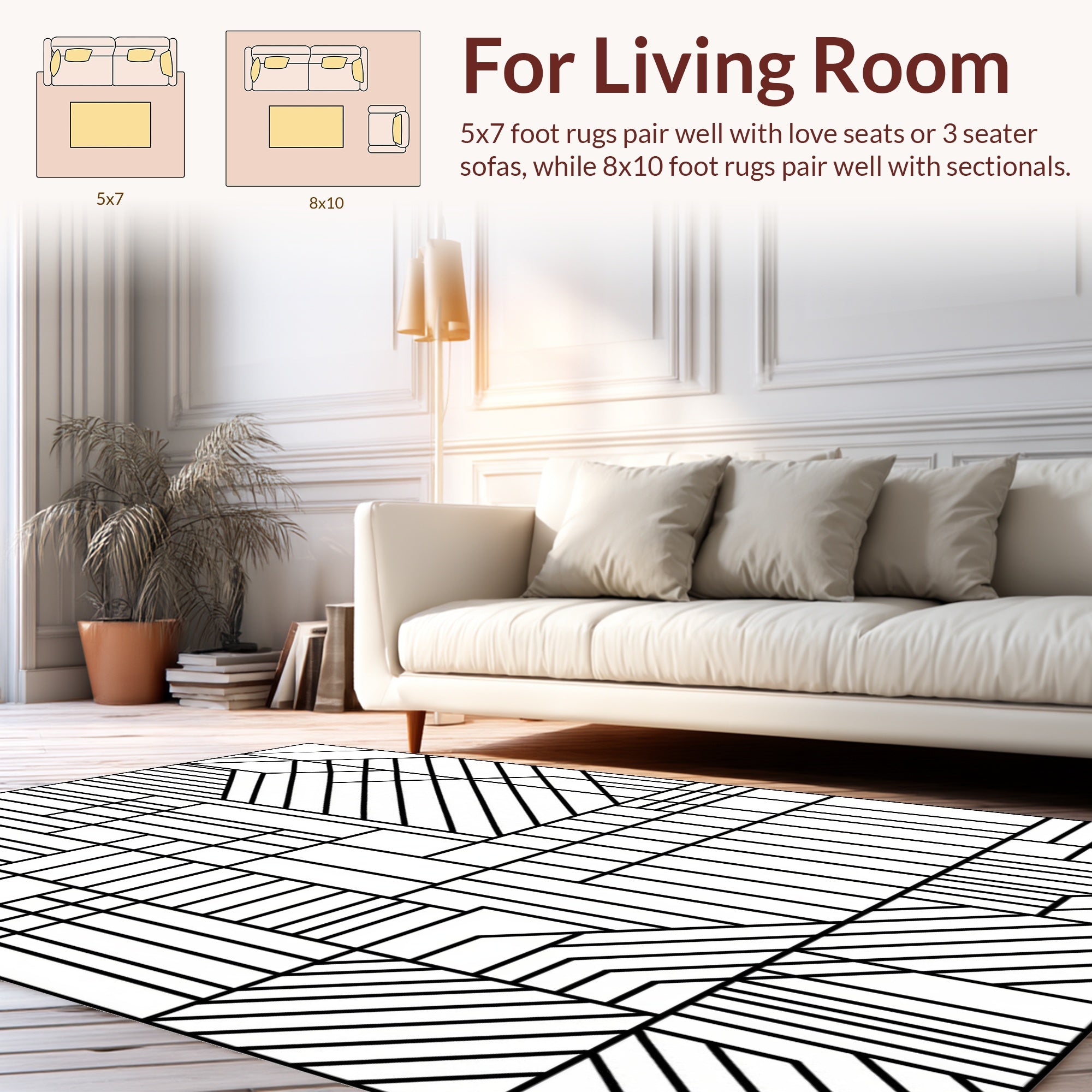 Structured Lines Geometric Pattern Rug